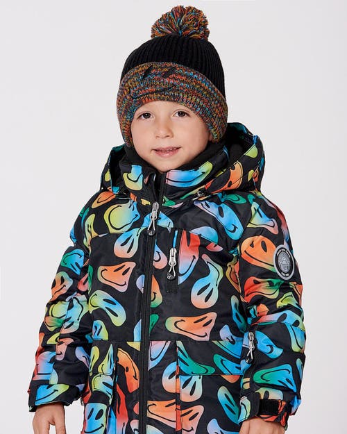 Deux Par Deux Lined Knit Winter Hat With Pompom In Animal Print