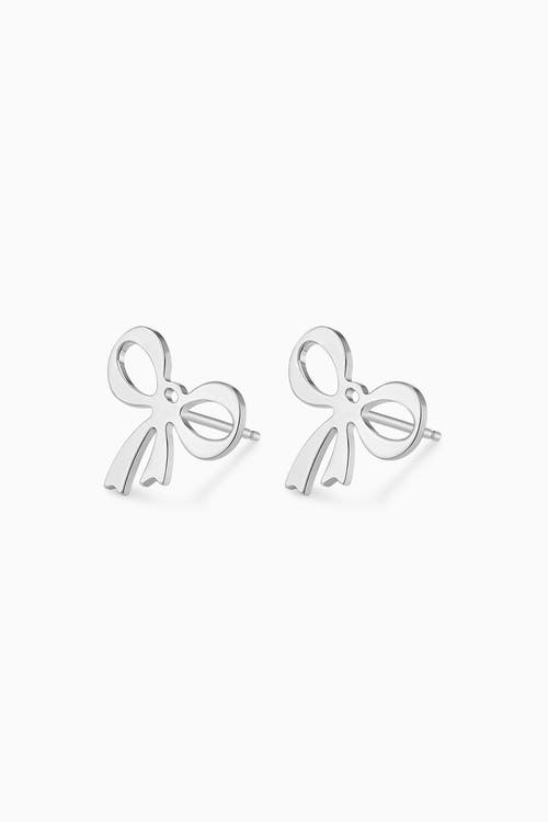 Oradina Sterling Silver Wrap Me Up Bow Studs In Silver