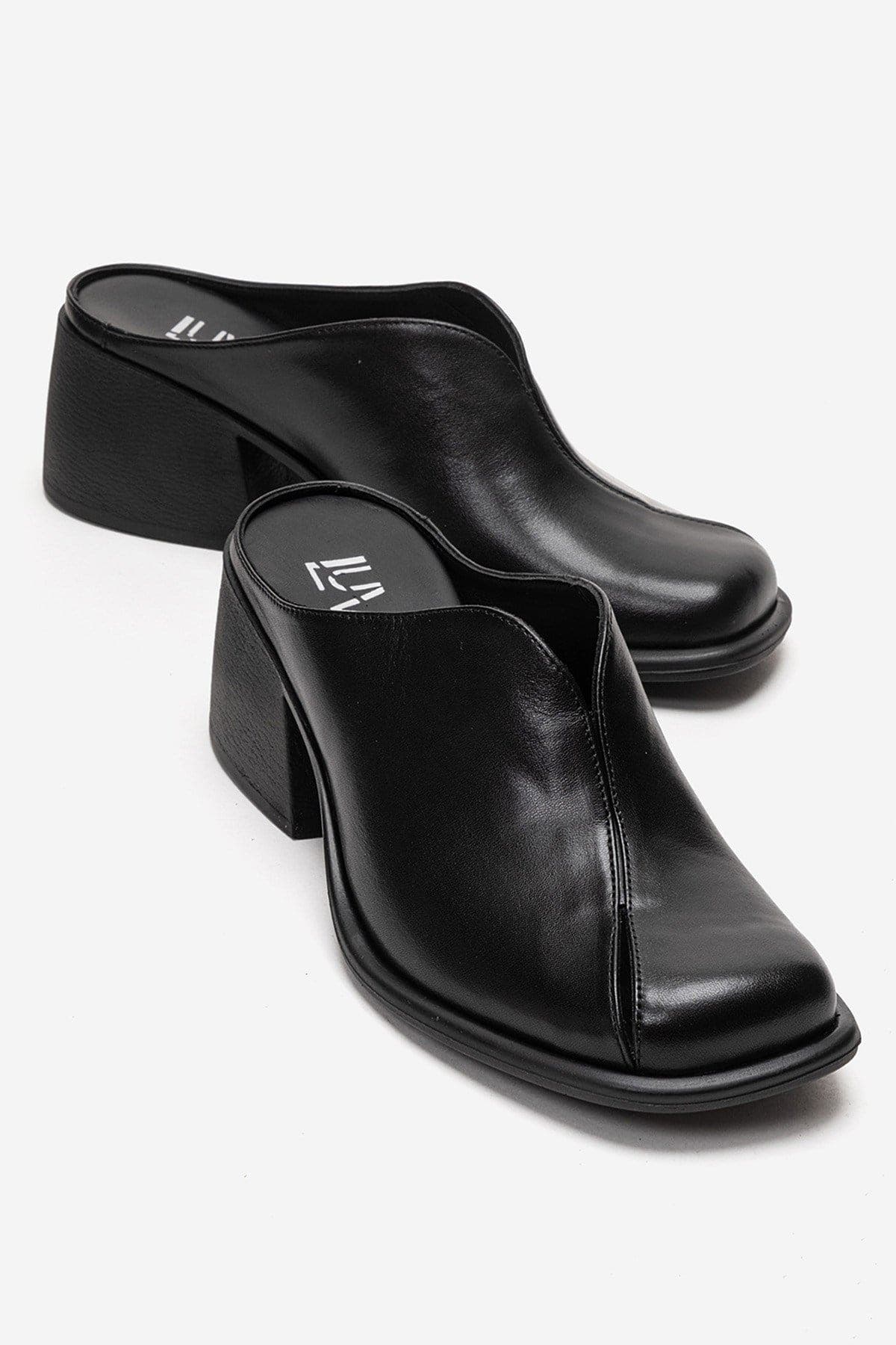Forever & Always Shoes Ardent Leather Block Heel Mule, Main, color, Black