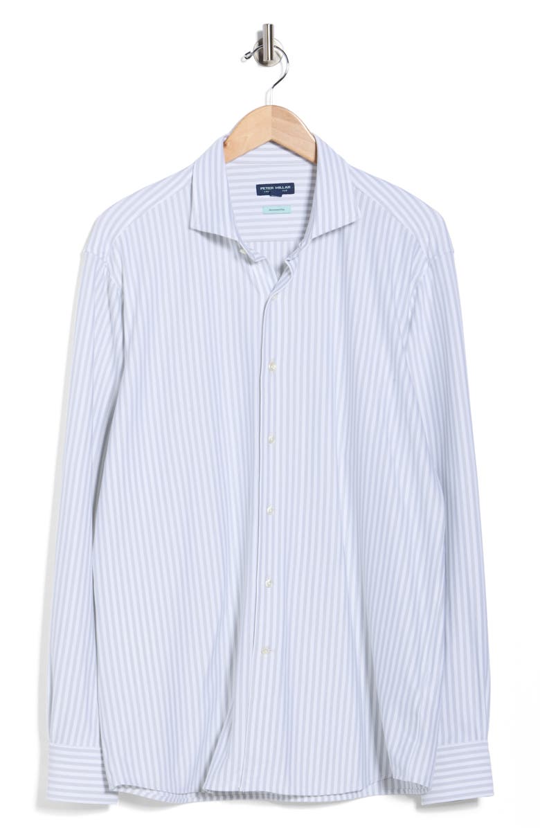 Peter Millar Crown Crafted Excursionist Flex Stripe Button-Up Shirt, Alternate, color, British Grey