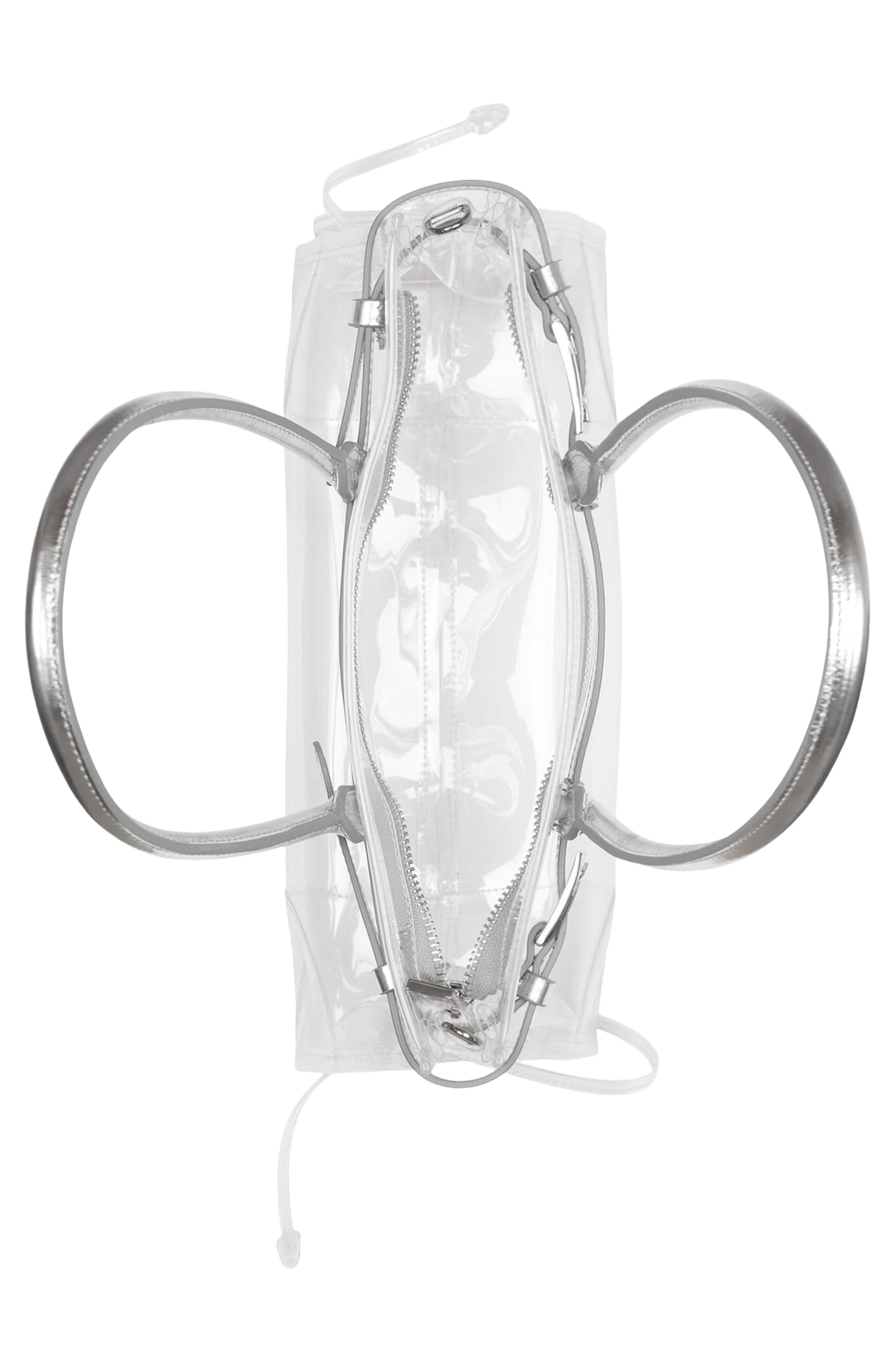 Pesky-V Clear Leather Baguette, Alternate, color, CLEAR