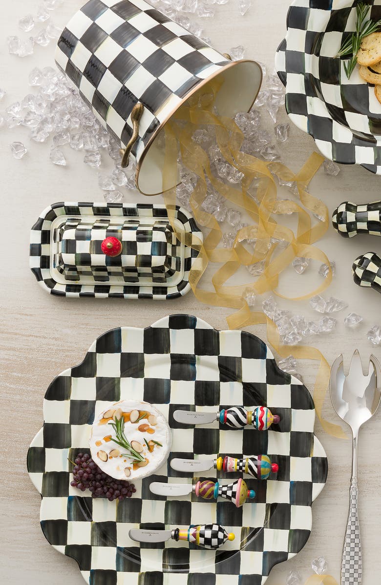 MACKENZIE CHILDS Courtly Check Enameled Steel Butter Box, Alternate, color, Black/ White