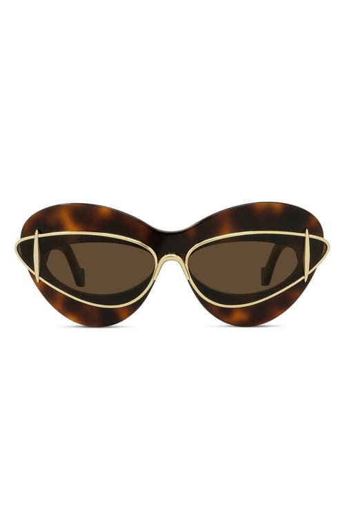 Loewe Double Frame 67mm Oversize Cat Eye Sunglasses In Brown