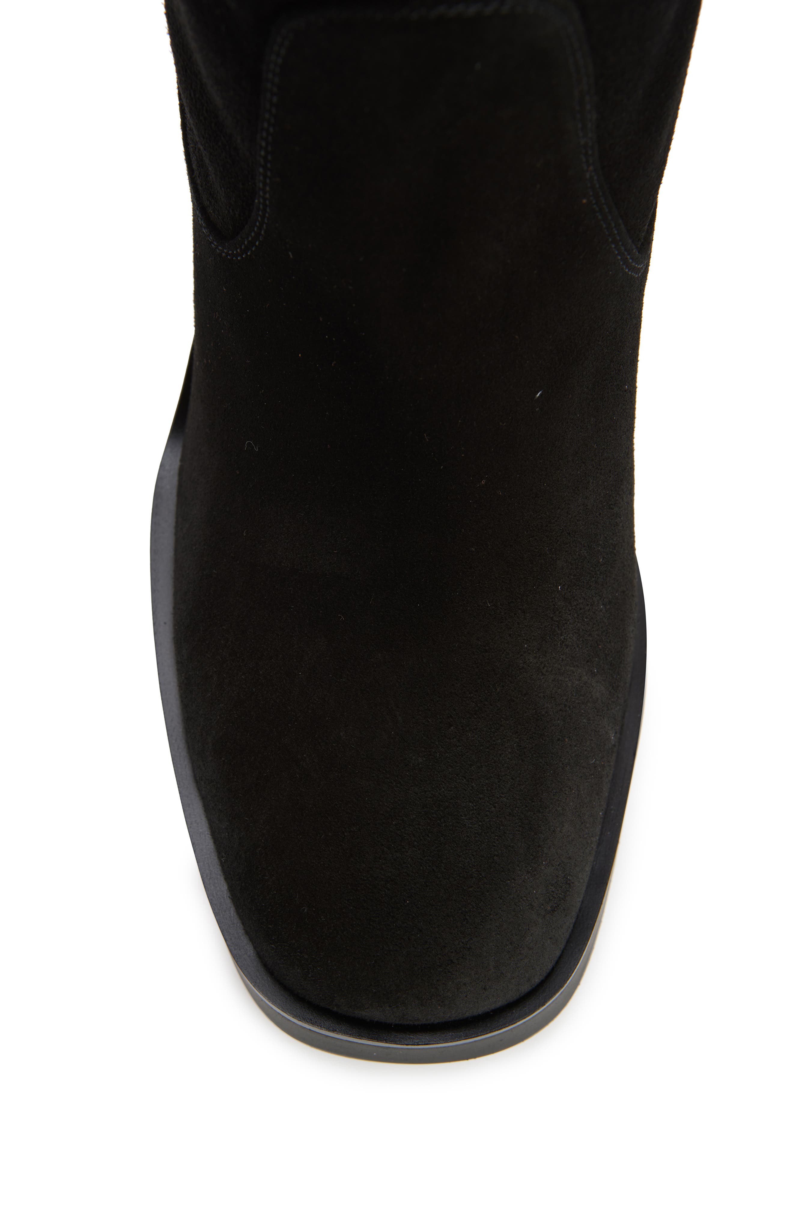 Stuart Weitzman Bethenny Block Heel Tall Boot, Alternate, color, Black Sport Suede