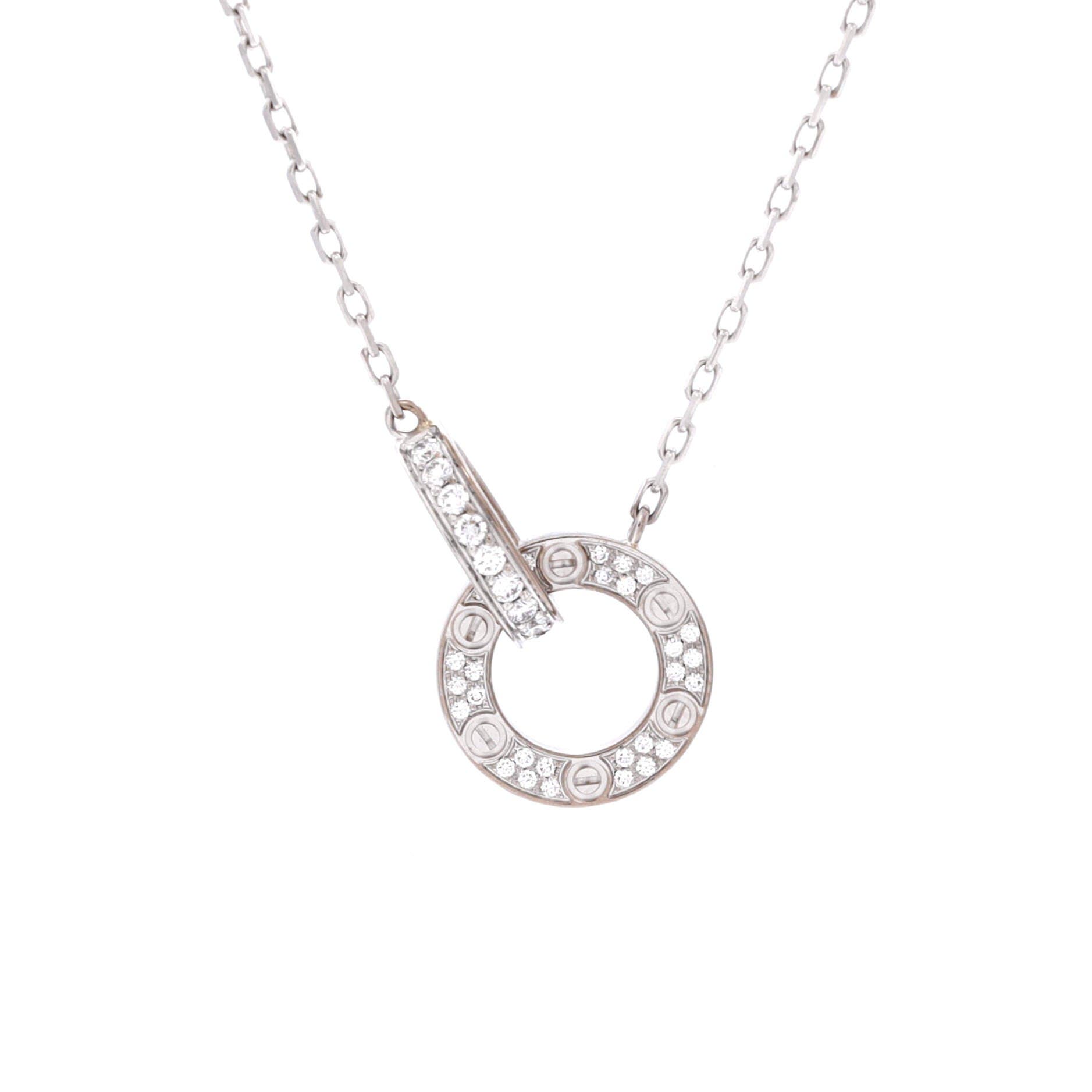 Love Interlocking Pave Necklace 18K White Gold and Diamonds, Main, color, Metallic Gold