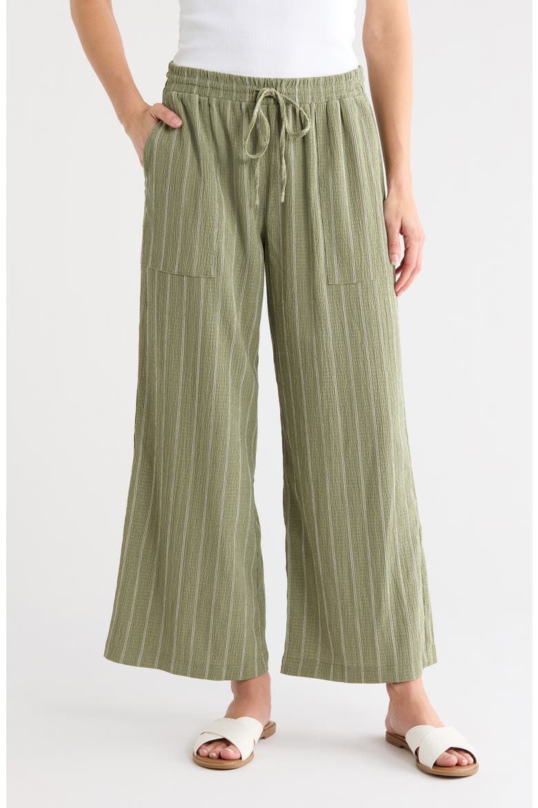 Stripe Textured Crop Wide Leg Pants, Main, color, OLIVE ACORN-IVORY RITA STRIPE