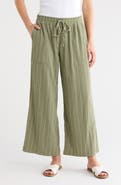 Caslon® Stripe Textured Crop Wide Leg Pants