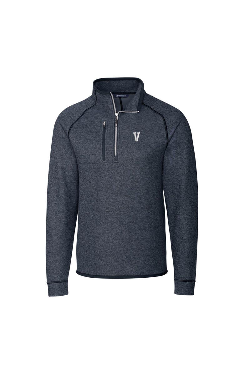 Cutter & Buck Men's Cutter & Buck Heather Navy Villanova Wildcats Mainsail Sweater-Knit Half-Zip Pullover Jacket, Alternate, color, 