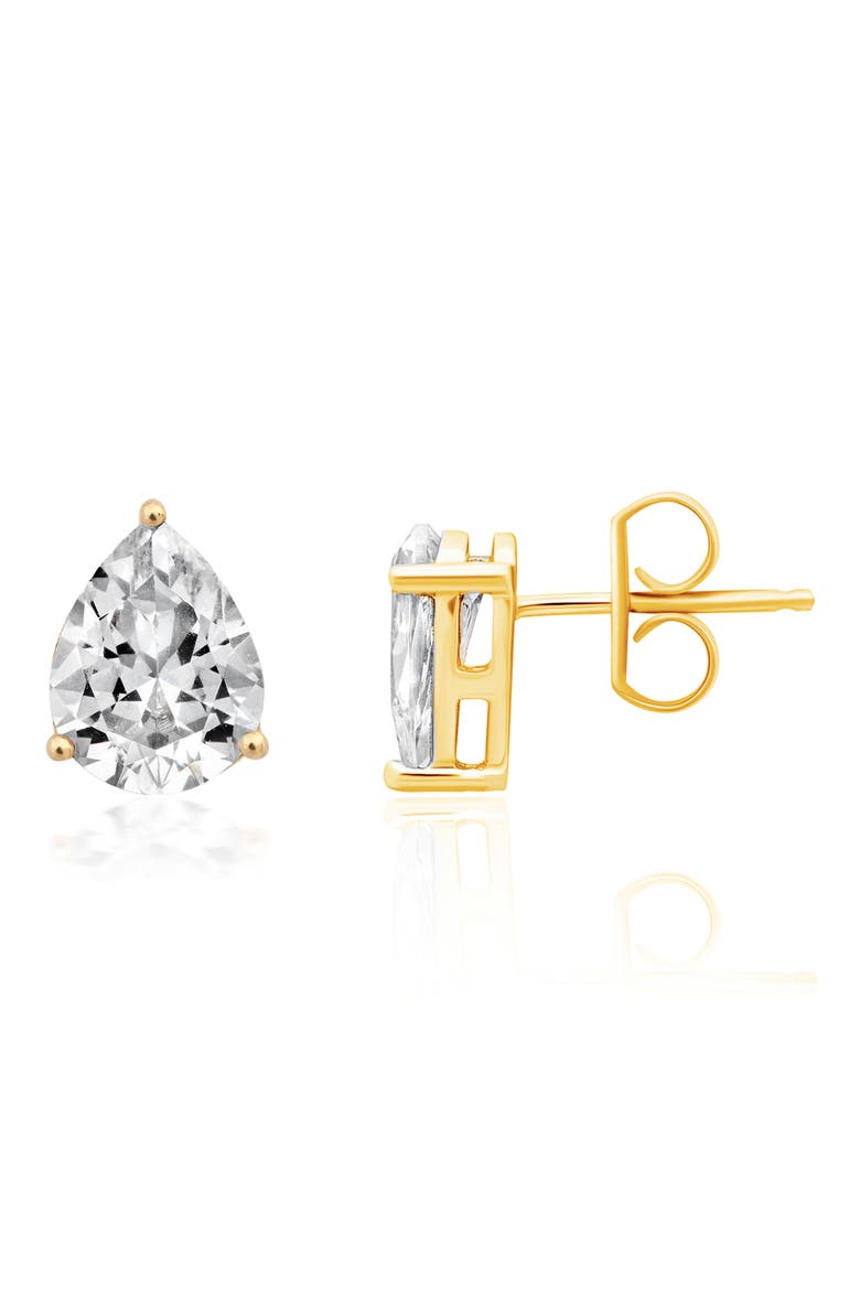 Pear Cut Cubic Zirconia Stud Earrings, Main, color, 18KYG/ CLEAR STONE