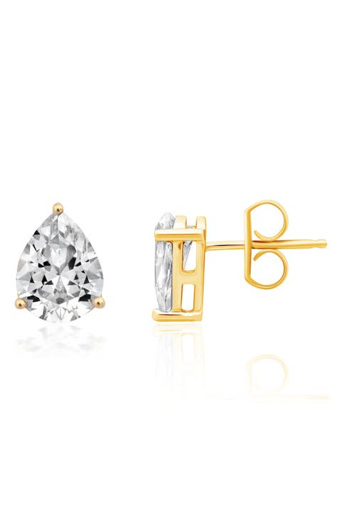 Pear Cut Cubic Zirconia Stud Earrings