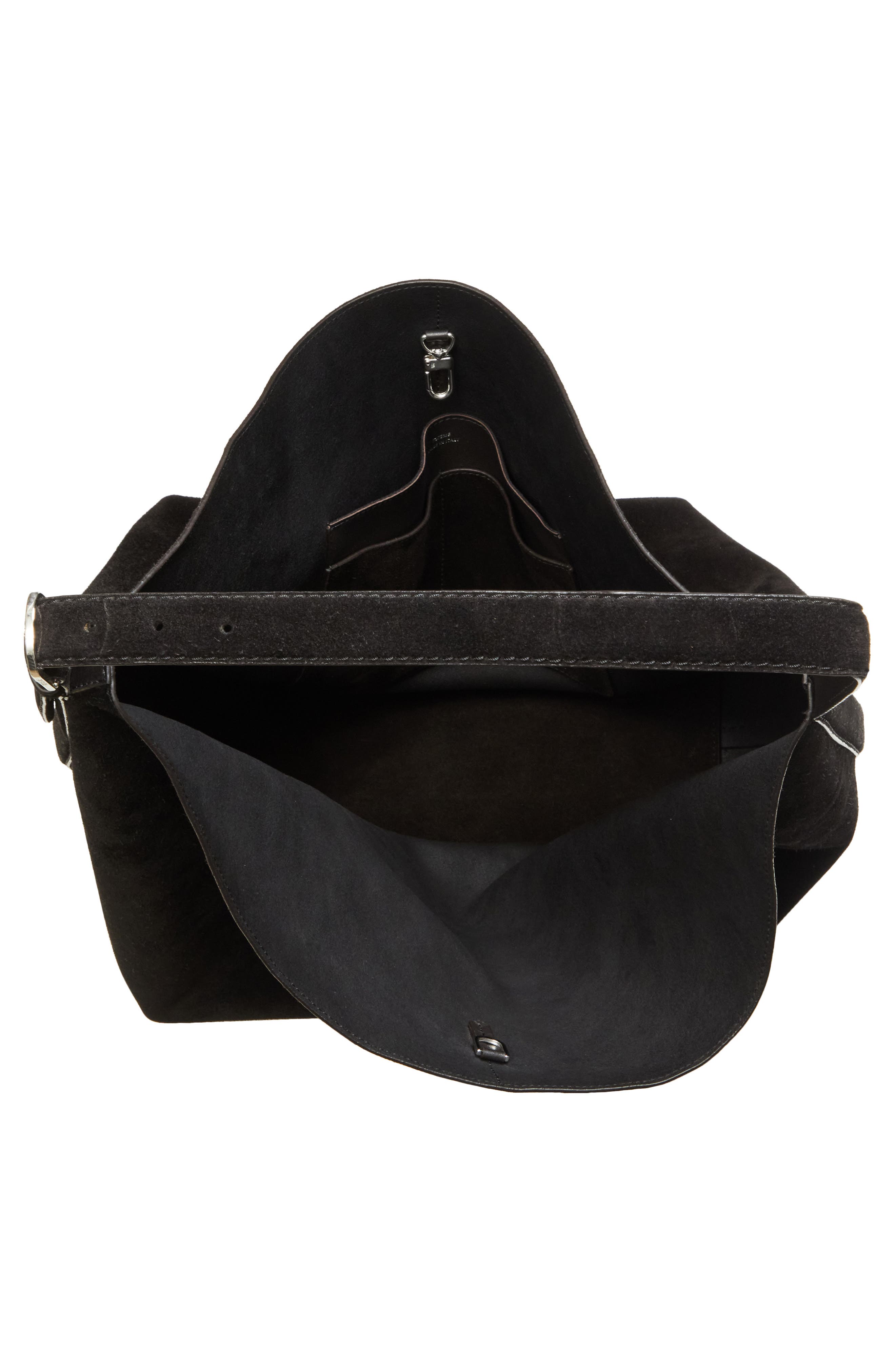 TOTEME Belt Strap Suede Hobo Bag, Alternate, color, Espresso