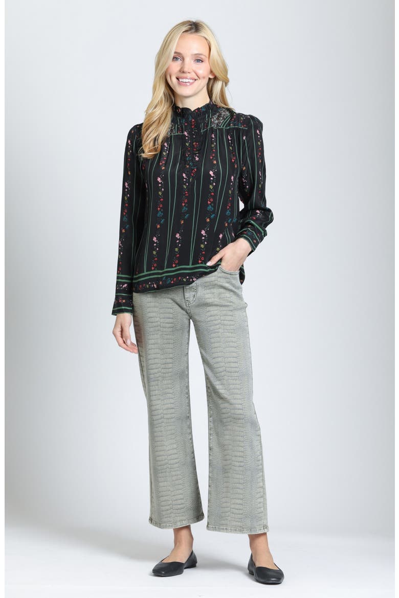 Ruffled Floral Stripe Top, Alternate, color, JET/ANTIQUE ROSE MULTI