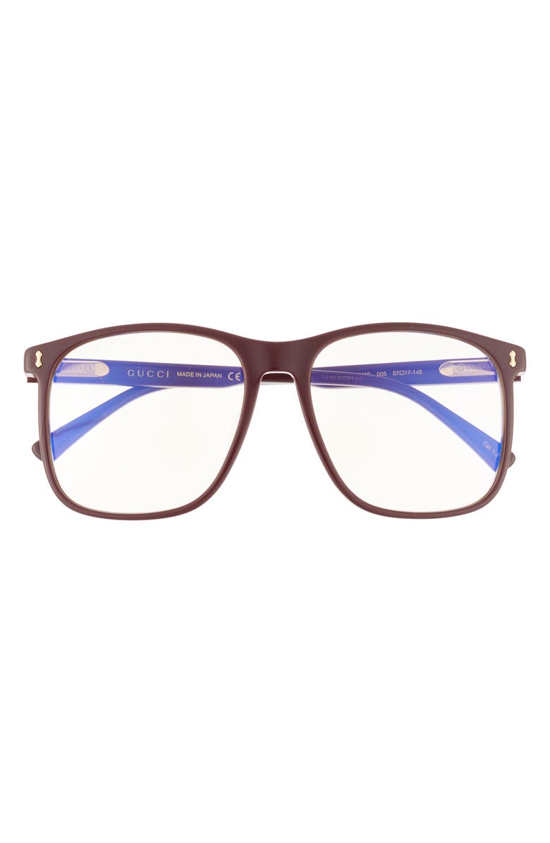 Gucci 57mm Novelty Square Sunglasses, Main, color, Burgundy Yellow