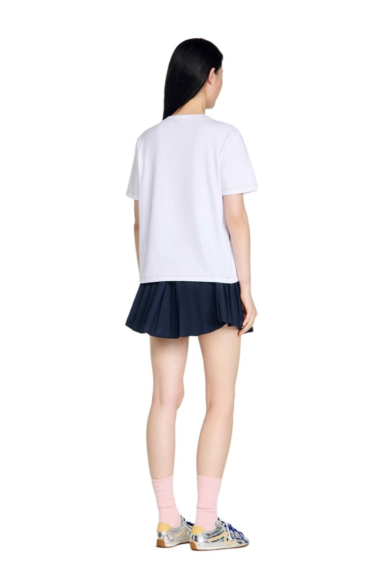 SANDRO Horse embroidery cotton T-shirt, Alternate, color, White