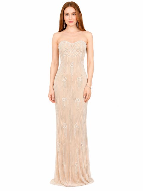 Beaded Faux-Wrap V-Neck Bridal Gown
