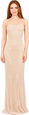 LARA New York Beaded Faux-Wrap V-Neck Bridal Gown