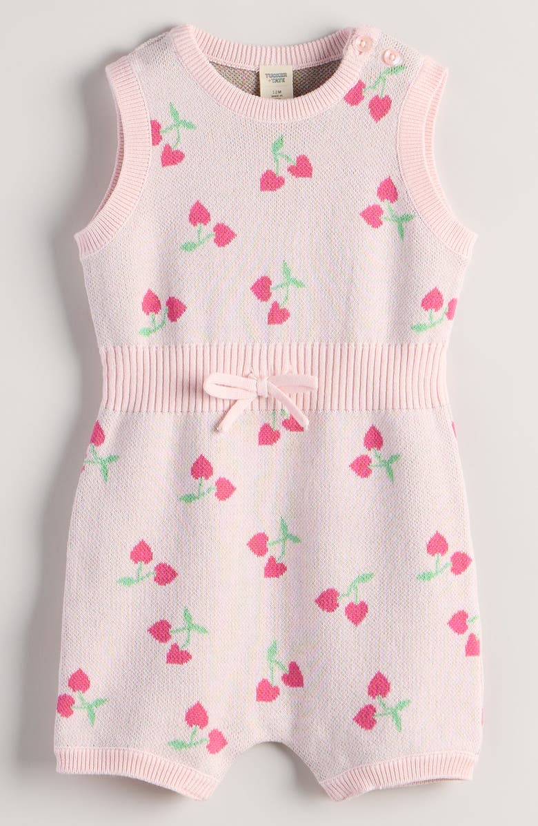 Tucker + Tate Ribbed Waist Cotton Romper, Main, color, Pink Balm Cherry Hearts