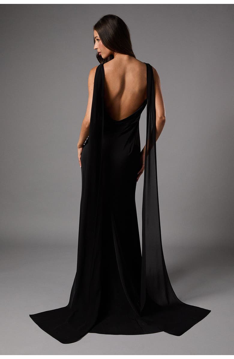 Coast Cowl Back Crepe Maxi Dress, Alternate, color, Black