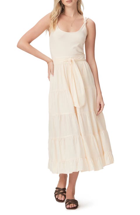 Samosa Tie Waist Sleeveless Tiered Maxi Dress