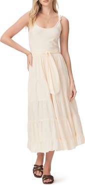 PAIGE Samosa Tie Waist Sleeveless Tiered Maxi Dress