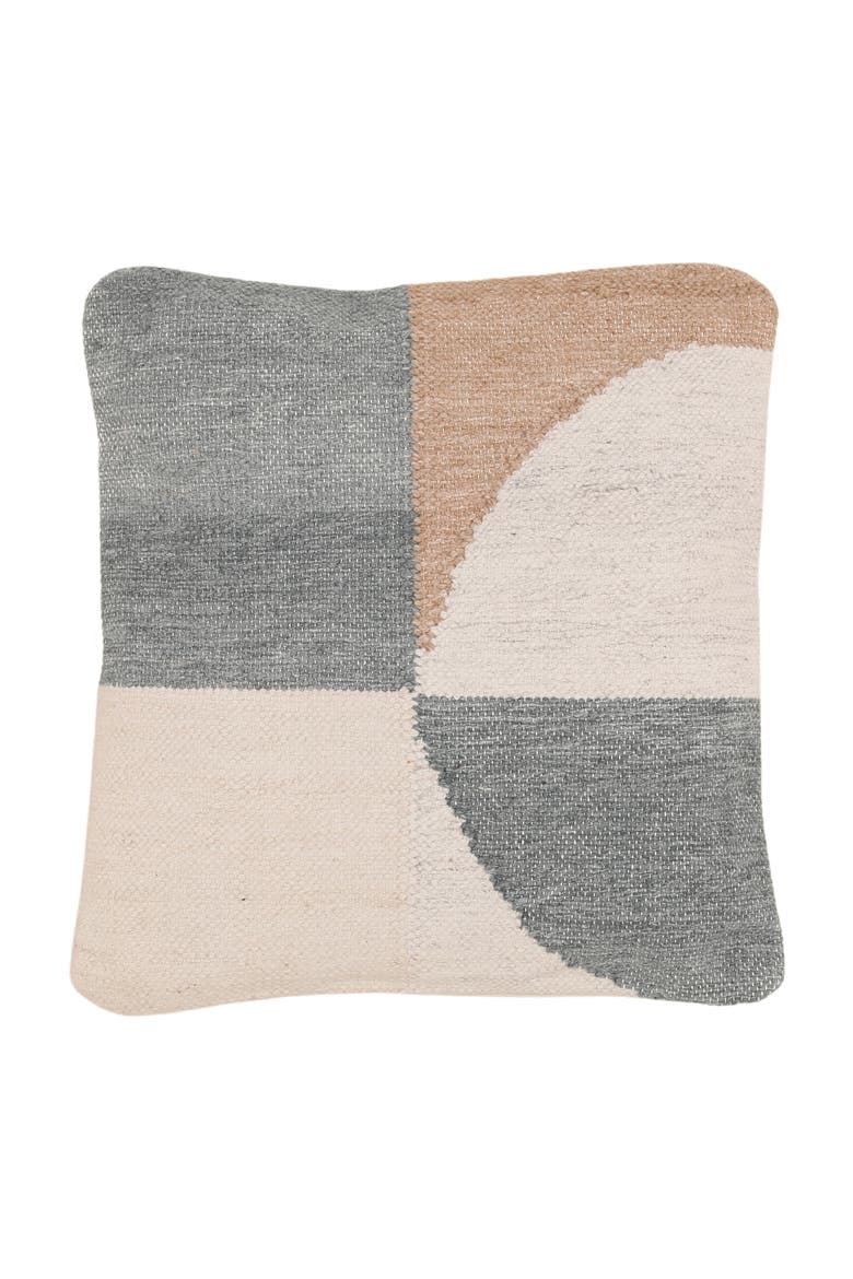 Emil Handwoven PET Outdoor Throw Pillow, Main, color, Grey