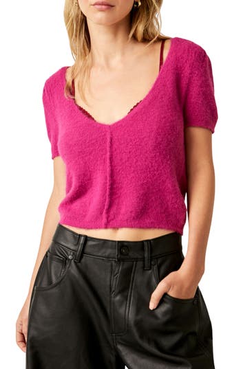 Free People Keep Me Warm Crop Top In Fuschia Festival In Fuschia Festival