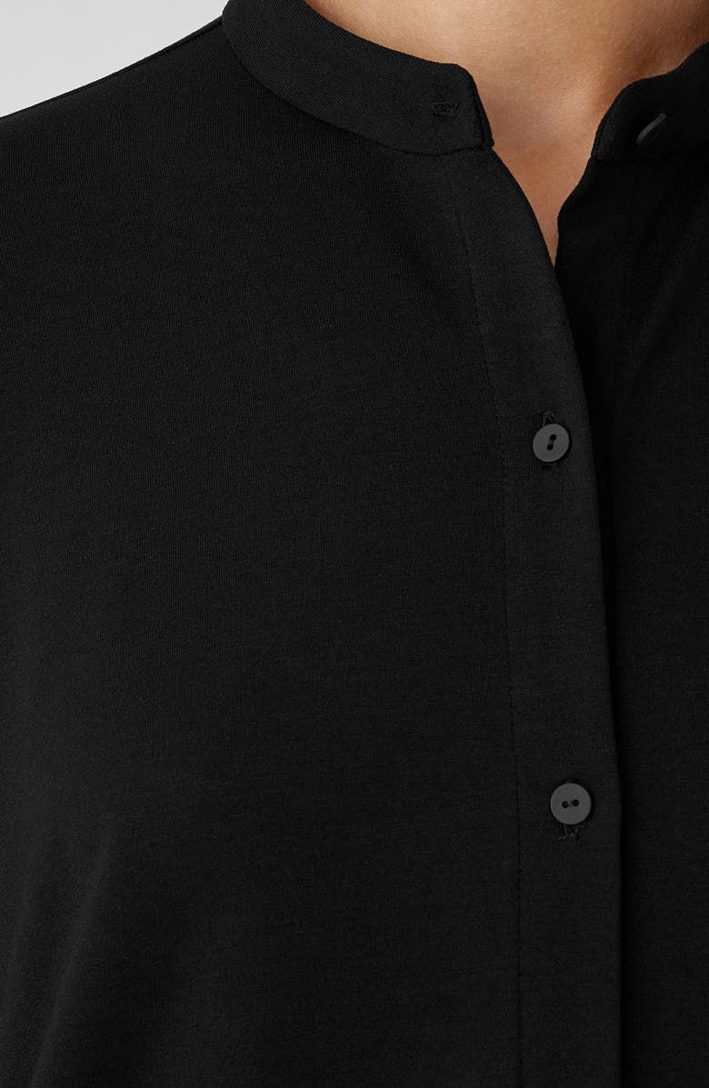 Eileen Fisher Band Collar Jersey Button-Up Shirt, Alternate, color,