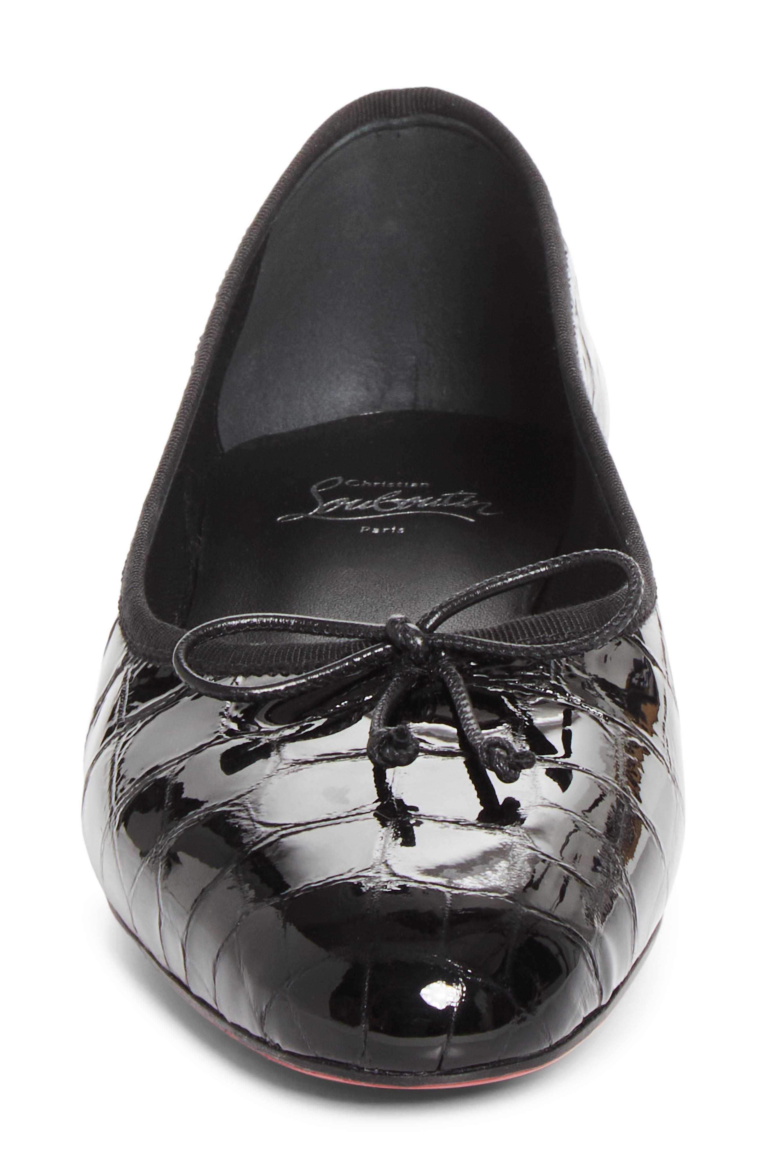 Sweetie Jane Croc Embossed Patent Leather Flat, Alternate, color, B439 BLACK/ LIN BLACK