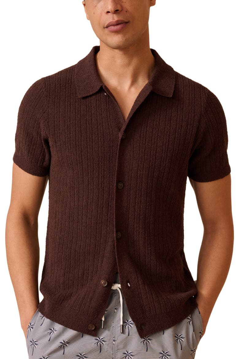 Boucle Rib Button Up Shirt, Alternate, color, Espresso