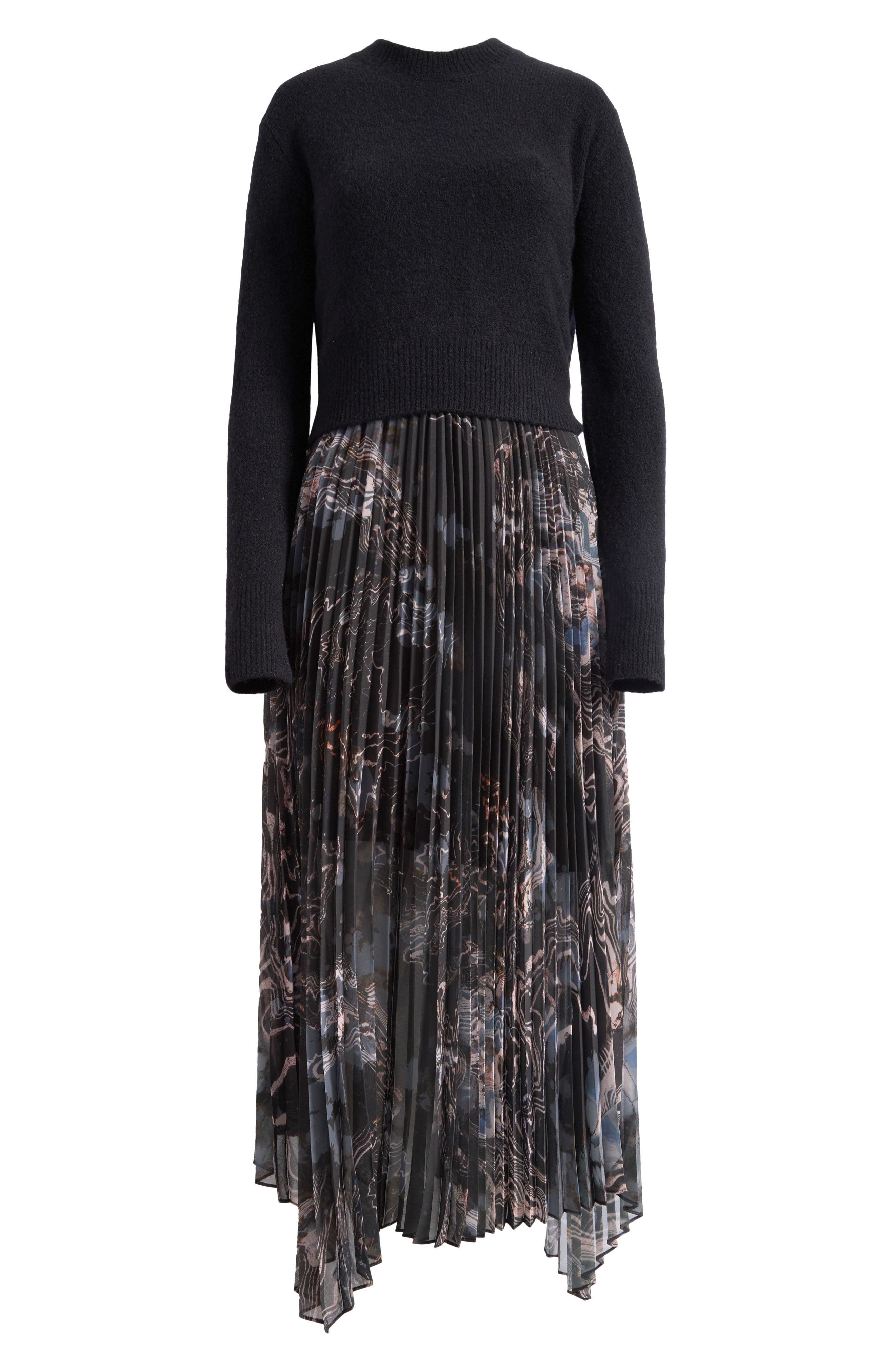 AllSaints Donatella Long Sleeve 2-in-1 Sweater & Dress Set