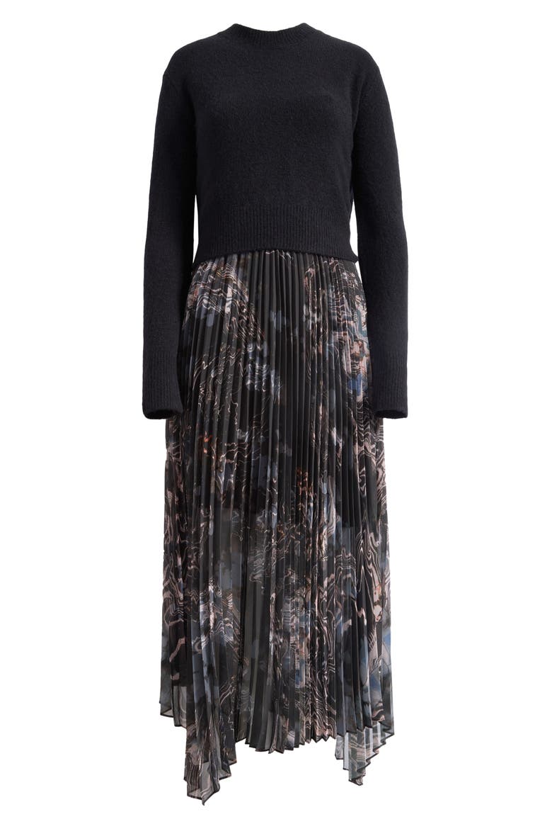 Donatella Long Sleeve 2-in-1 Sweater & Dress Set, Main, color, RIPPLE GOLD BLACK