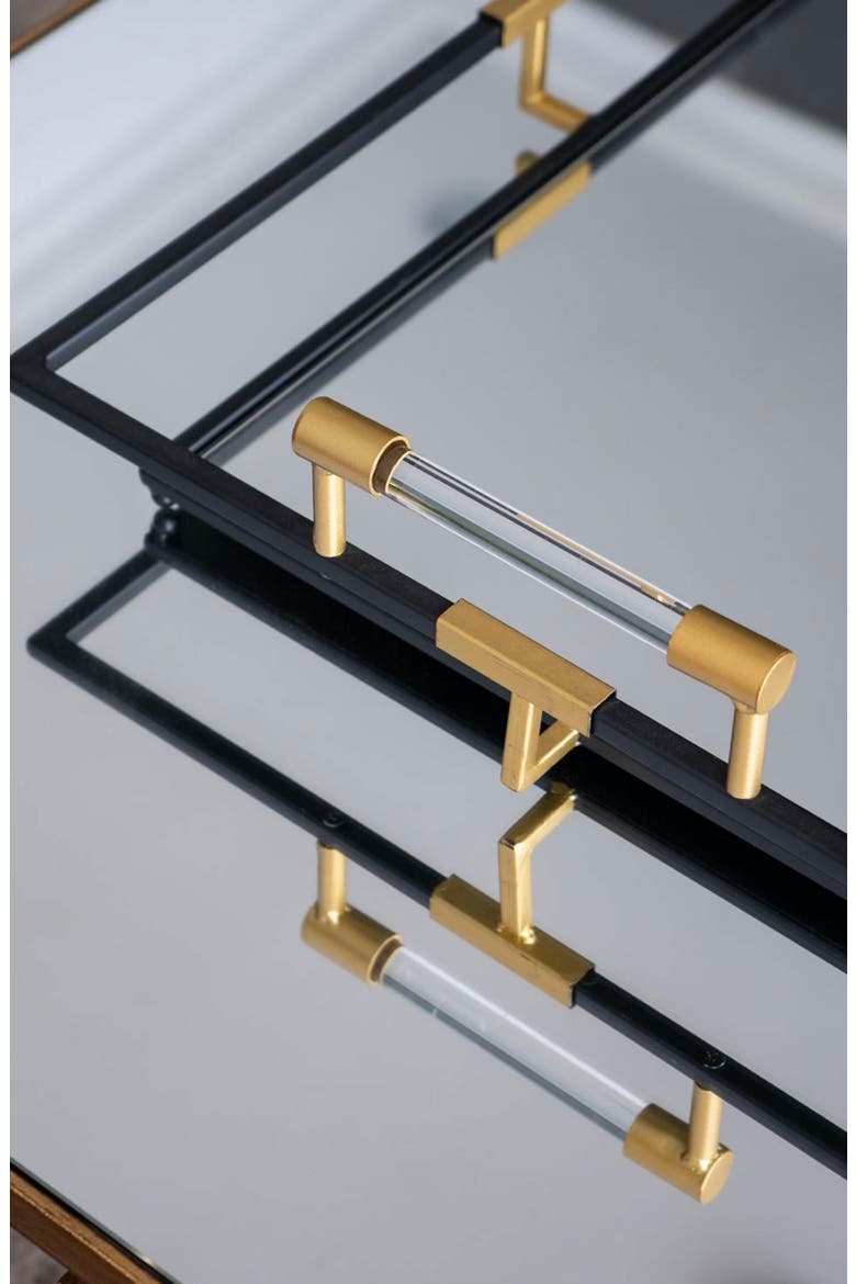 Set of Two Tribute Rectangle Mirror Tray, Alternate, color, GOLD