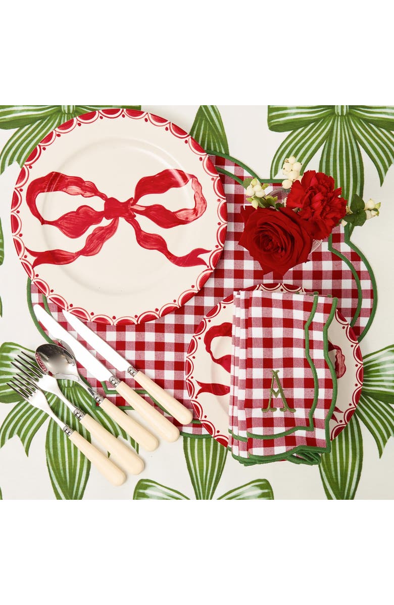 Mrs. Alice Felix Red & Green Gingham Placemats, Alternate, color, Red