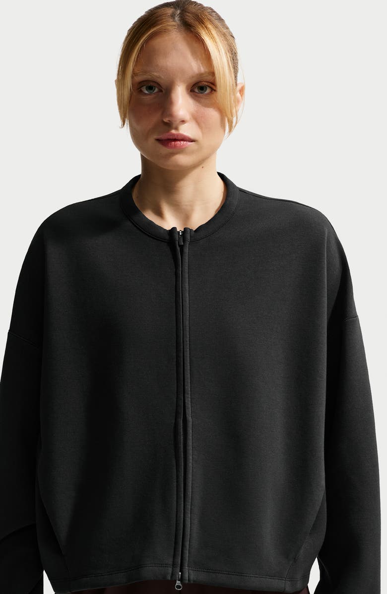 Nike Dri-FIT Oversized Crew-Neck Full-Zip Top, Alternate, color, Black/ Black/ Dark Smoke Grey