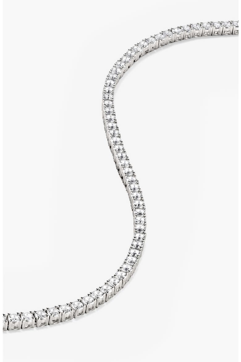 Lab Grown Sapphire Tennis Necklace, Alternate, color, Sterling Silver