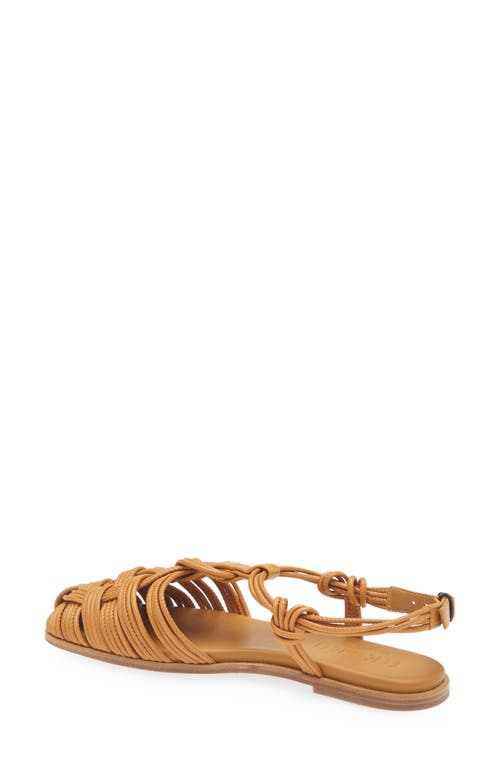 Hereu Square Toe Flat Sandals In Light Camel