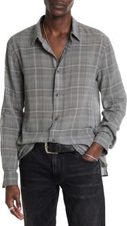 John Varvatos Plaid Button-Up Overshirt