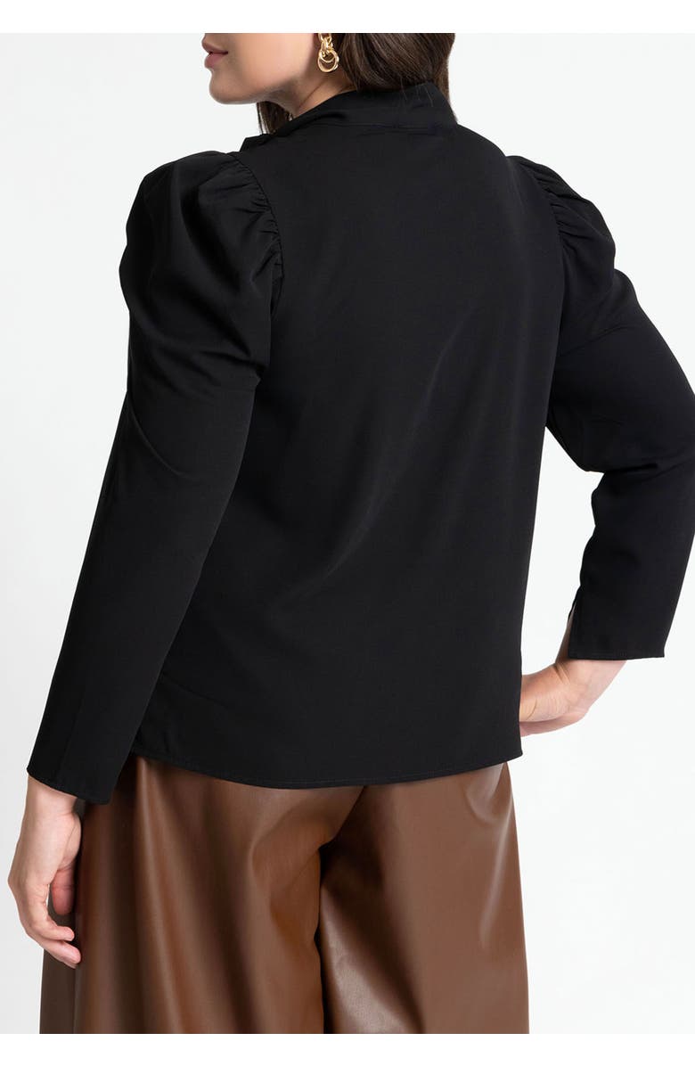 ELOQUII Drape Front Blouse, Alternate, color, Totally Black
