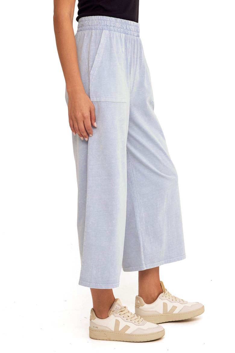 Alva Mineral Wash Pull-On Wide Leg Capri Pants, Alternate, color, HIGH TIDE