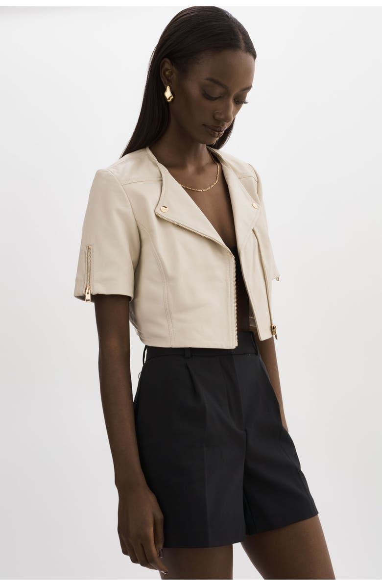 LAMARQUE Kirsi Gold | Cropped Biker Jacket, Alternate, color, Bone