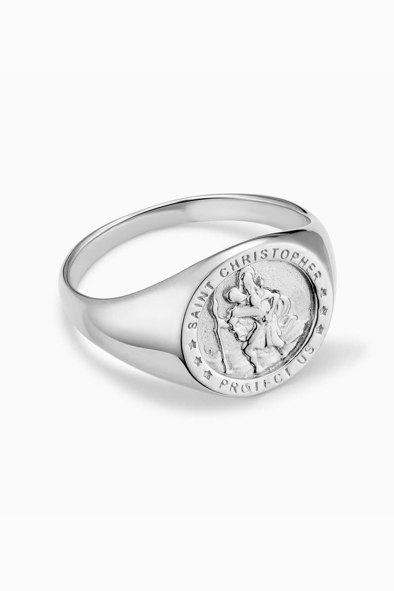 Mens Guardian Signet Ring in Sterling Silver, Alternate, color, Silver