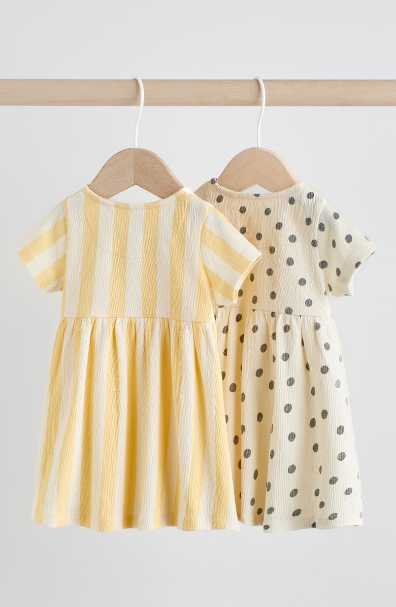 NEXT Pack of 2 Assorted Stretch Cotton Dresses, Alternate, color, Yellow