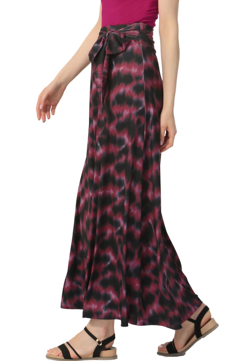 Women's Belted Maxi Skirt, Alternate, color, Black Sangria