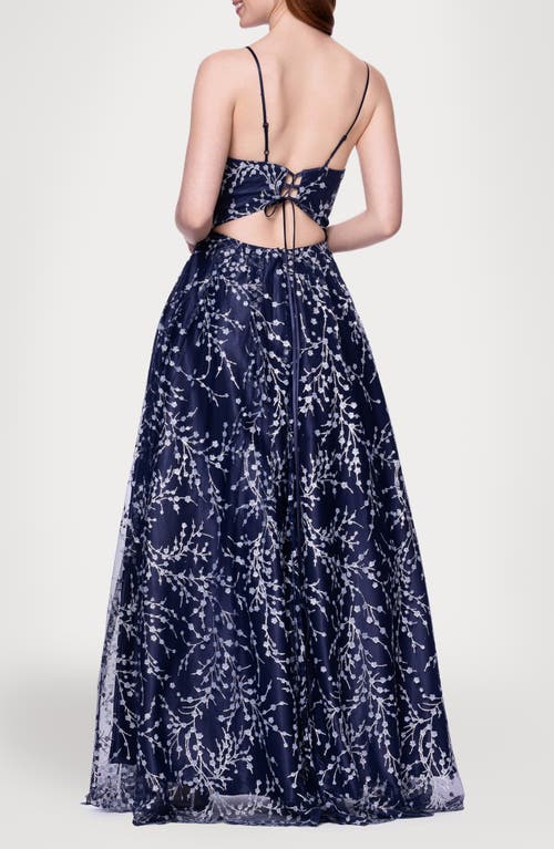 Blondie Nites Caviar Glitter Gown In Blue