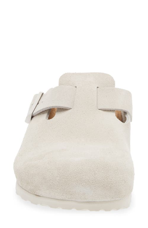 Birkenstock Suede Boston Clog In Antique White Suede