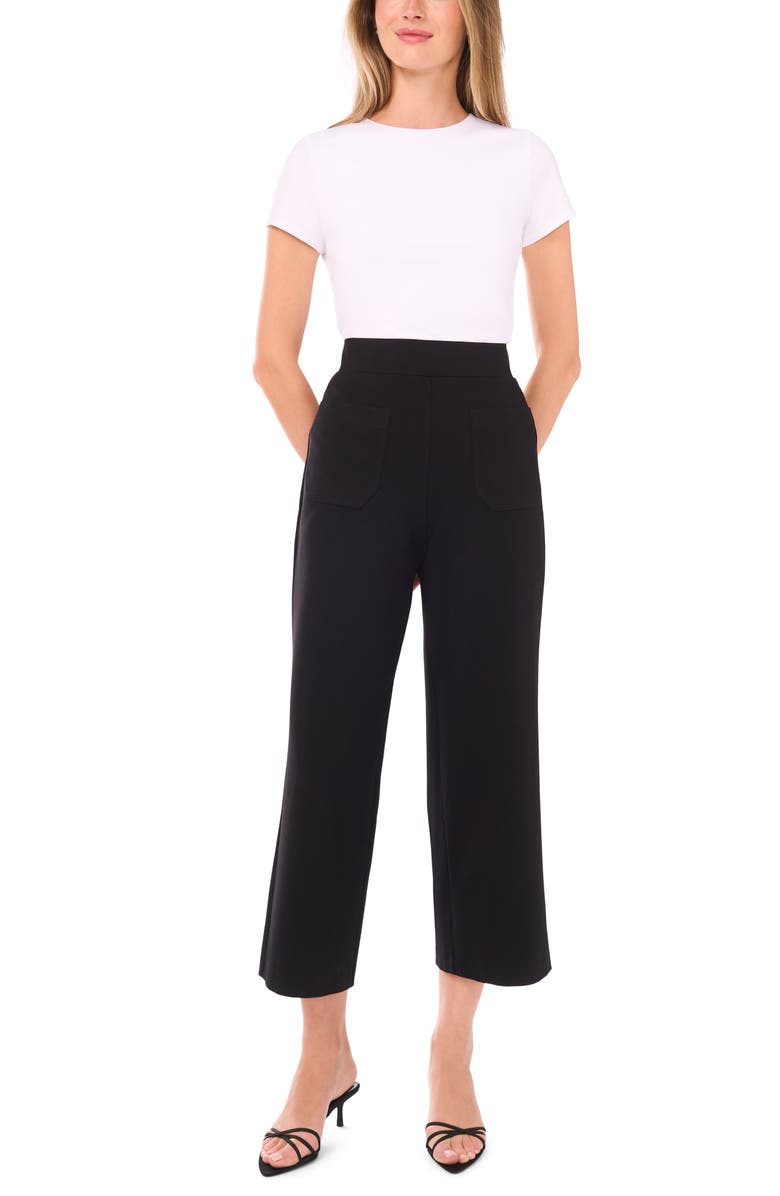 Vince Camuto Patch Pocket Pull-On Pants, Alternate, color, Rich Black