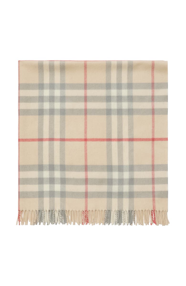 Burberry Check Wool Baby Blanket, Main, color, Pale Stone