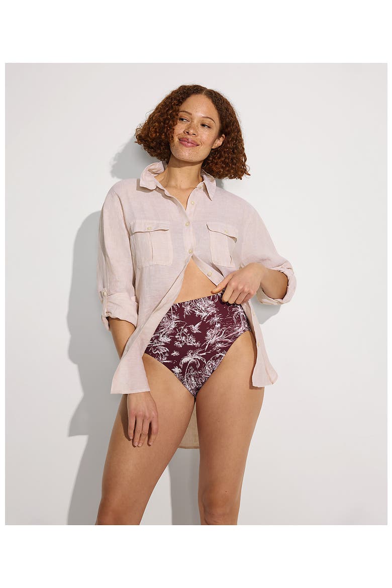 Cheeky High Waisted Bikini Bottoms, Alternate, color, Burgundy Island Scenic
