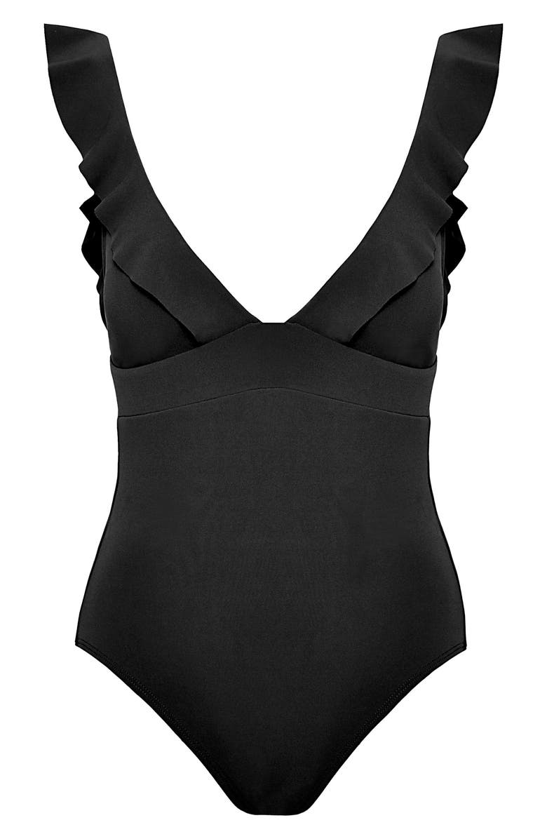 Robin Piccone Ruffle One-Piece Swimsuit, Alternate, color, 