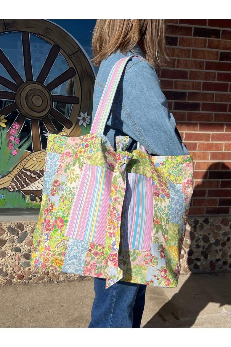 Garden Collage Patchwork Market Tote Bag, Alternate, color, Green
